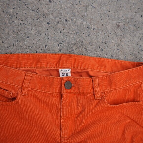J.Crew Corduroy Jeans Size 31R Orange City Fit Straight Leg Fall Winter Pants - Picture 7 of 12